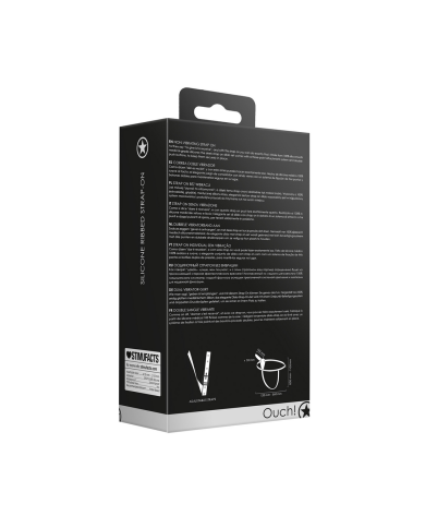 Silicone Ribbed Strap-On - Adjustable - Black