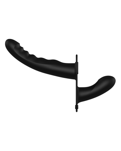 Silicone Ribbed Strap-On - Adjustable - Black