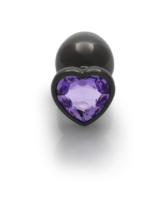 Heart Gem Butt Plug - Large - Gunmetal Amethyst Purple Heart Gem Butt Plug - Large - Gunmetal Amethyst Purple