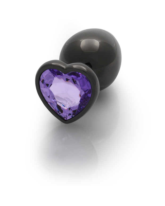 Heart Gem Butt Plug - Large - Gunmetal Amethyst Purple Heart Gem Butt Plug - Large - Gunmetal Amethyst Purple