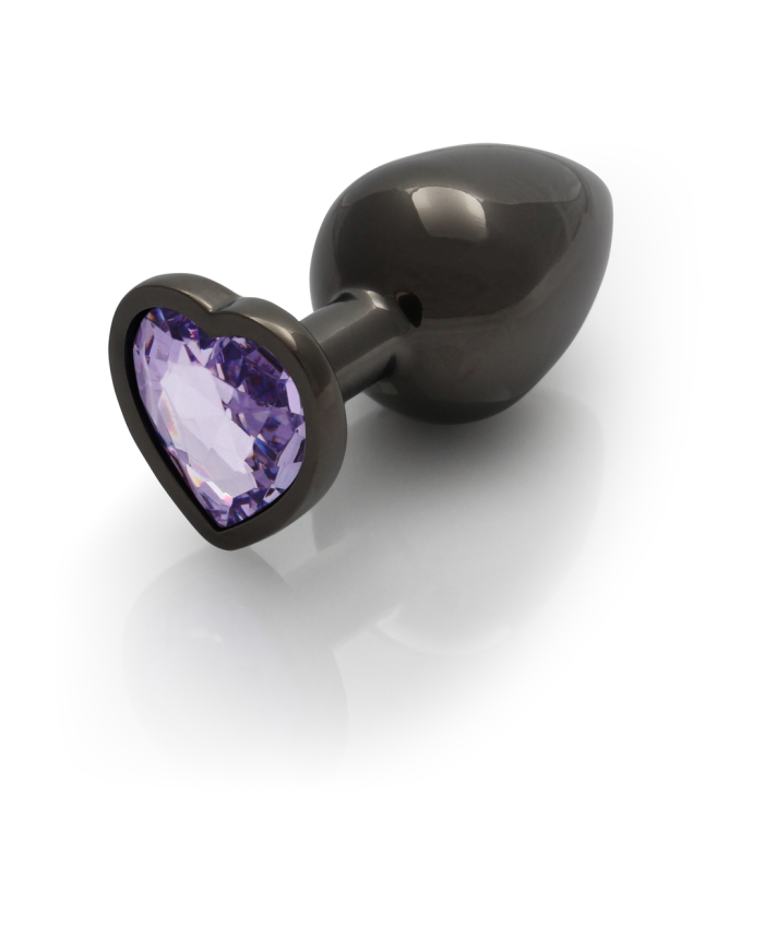 Heart Gem Butt Plug - Large - Gunmetal Amethyst Purple Heart Gem Butt Plug - Large - Gunmetal Amethyst Purple