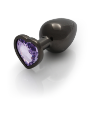 Heart Gem Butt Plug - Large - Gunmetal Amethyst Purple Heart Gem Butt Plug - Large - Gunmetal Amethyst Purple