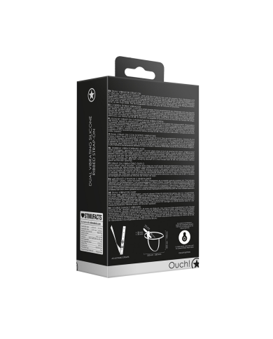 Dual Vibrating - Rechargeable - 10 Speed Silicone Ribbed Strap-On - Adjustable - Black