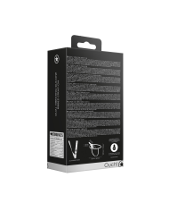 Dual Vibrating - Rechargeable - 10 Speed Silicone Ribbed Strap-On - Adjustable - Black