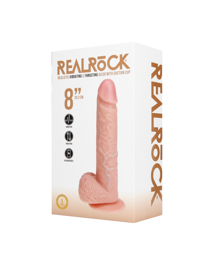 Vibrating and Thrusting Straight Cock with Balls - 8   20,5 cm - Flesh