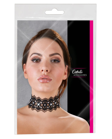 Embroidered Choker Rhinestones