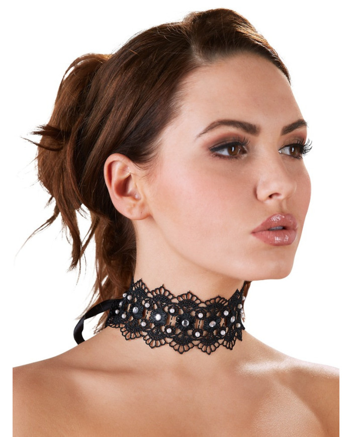 Embroidered Choker Rhinestones