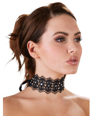 Embroidered Choker Rhinestones
