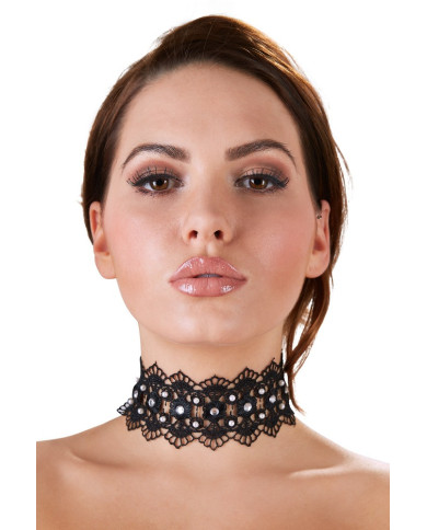 Embroidered Choker Rhinestones