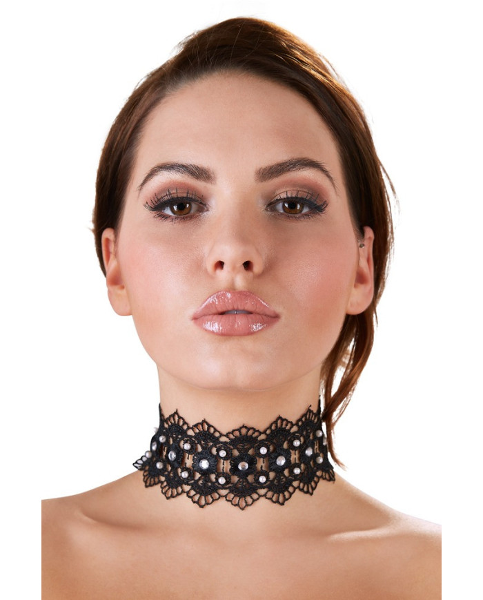Embroidered Choker Rhinestones