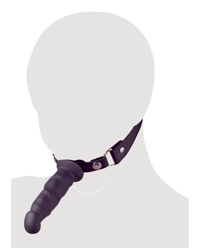 Imitate leather dildo gag