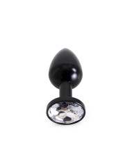 Aluminium Buttplug Black with Clear Gem