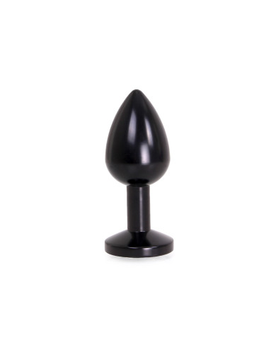 Aluminium Buttplug Black with Clear Gem Aluminium Buttplug Black with Clear Gem