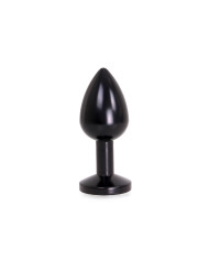 Aluminium Buttplug Black with Clear Gem