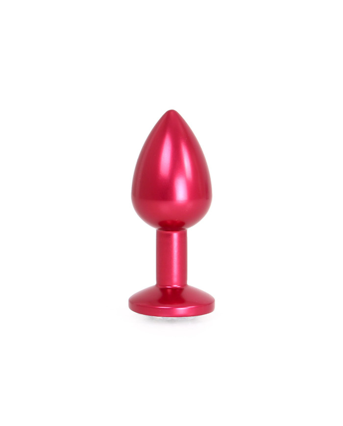 Aluminium Buttplug Red with Clear Gem