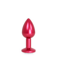 Aluminium Buttplug Red with Clear Gem