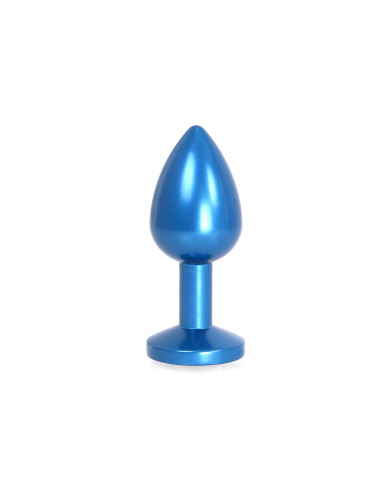 Aluminium Buttplug Blue with Clear Gem Aluminium Buttplug Blue with Clear Gem