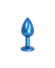 Aluminium Buttplug Blue with Clear Gem