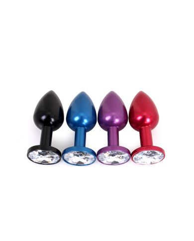 Aluminium Buttplug Blue with Clear Gem Aluminium Buttplug Blue with Clear Gem