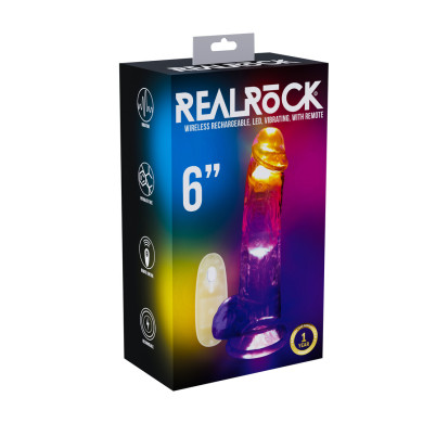 LED Vibrating Straight Cock with Balls - 6   15 cm - Transparent