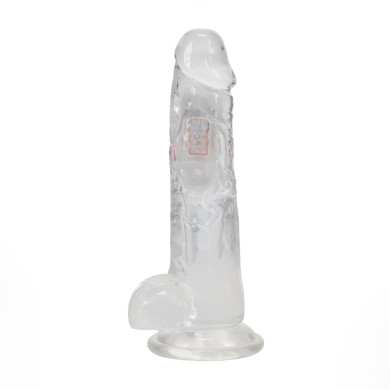LED Vibrating Straight Cock with Balls - 8   20 cm - Transparent