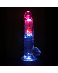 LED Vibrating Straight Cock with Balls - 8   20 cm - Transparent LED Vibrating Straight Cock with Balls - 8   20 cm - Transparent