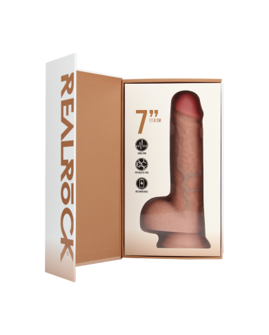 Vibrating Regular Straight Cock with Balls - 7   18 cm - Flesh