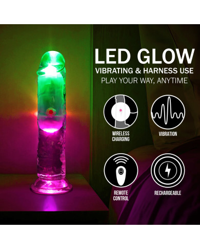 LED Vibrating Straight Cock - 6   15 cm - Transparent