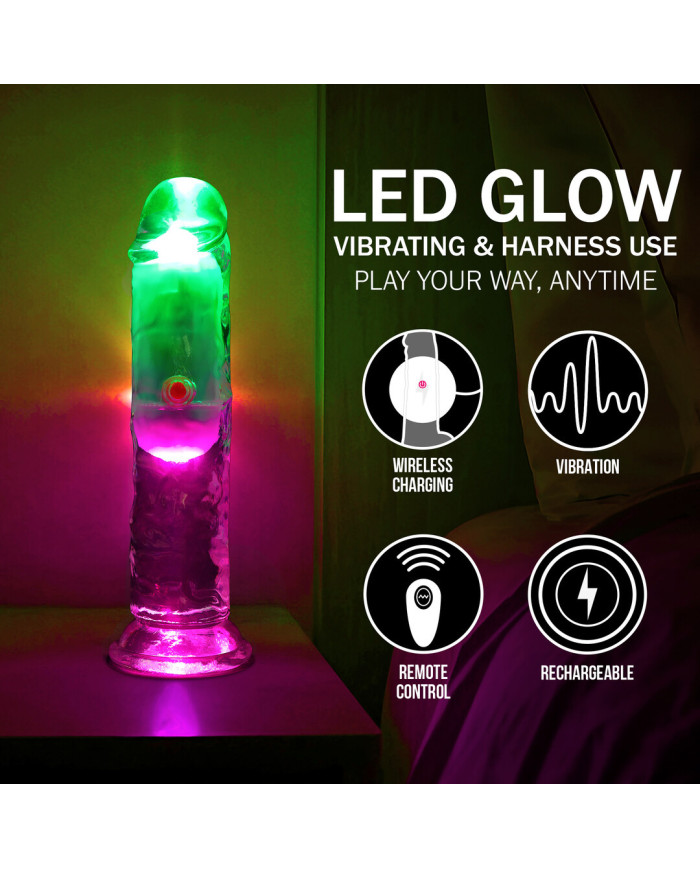 LED Vibrating Straight Cock - 6   15 cm - Transparent