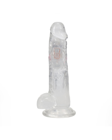 LED Vibrating Straight Cock with Balls - 8   20 cm - Transparent