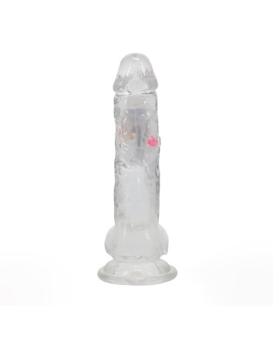 LED Vibrating Straight Cock with Balls - 8   20 cm - Transparent