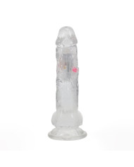 LED Vibrating Straight Cock with Balls - 8   20 cm - Transparent