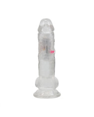 LED Vibrating Straight Cock with Balls - 7   18 cm - Transparent
