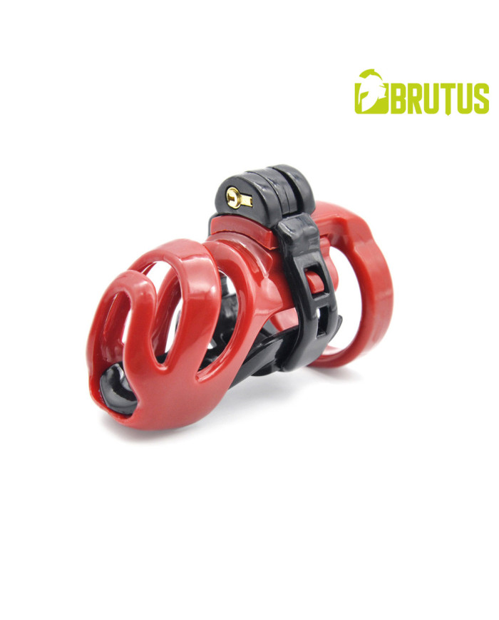 BRUTUS Cyborg Chastity Cage - Black   Red