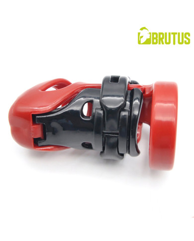 BRUTUS Cyborg Chastity Cage - Black   Red