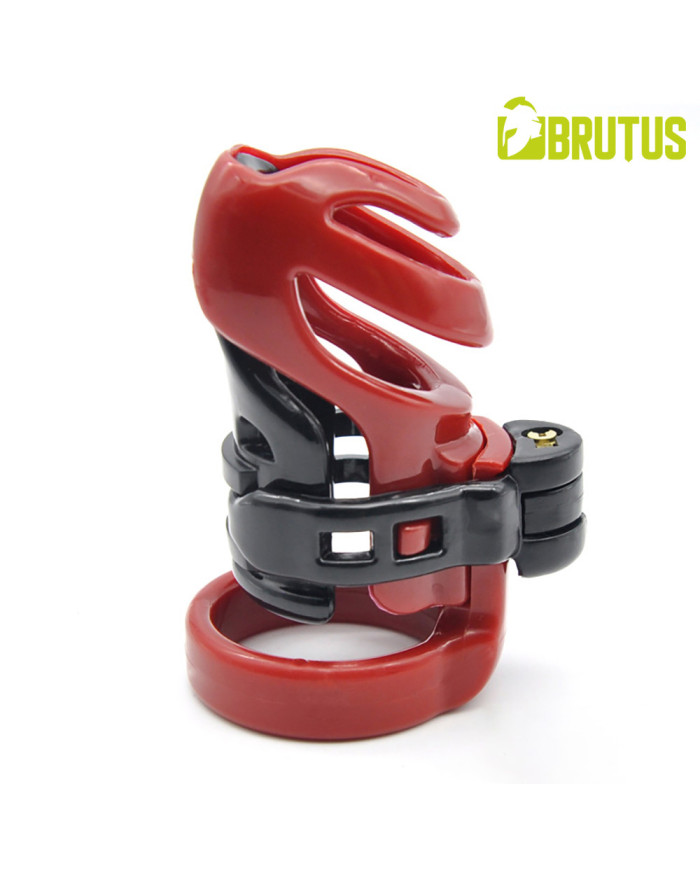 BRUTUS Cyborg Chastity Cage - Black   Red