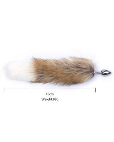 Fox Tail Plug Brown   White - Short