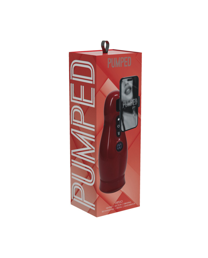Virtuo - Suction and Vibration Masturbator Pump with Phone Attachment - Metallic Red