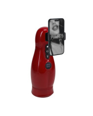 Virtuo - Suction and Vibration Masturbator Pump with Phone Attachment - Metallic Red