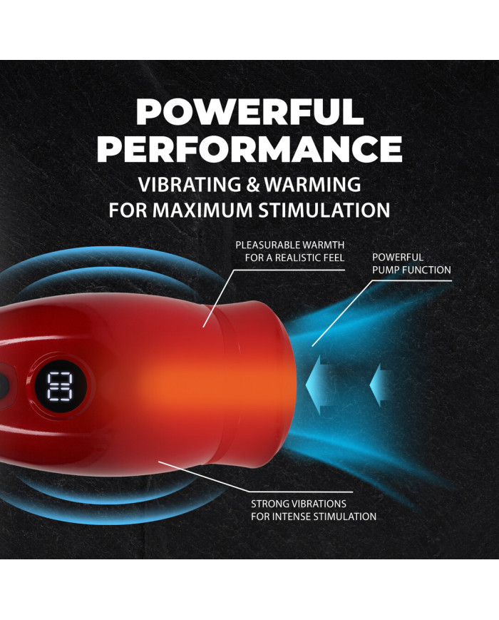 Virtuo - Suction and Vibration Masturbator Pump with Phone Attachment - Metallic Red