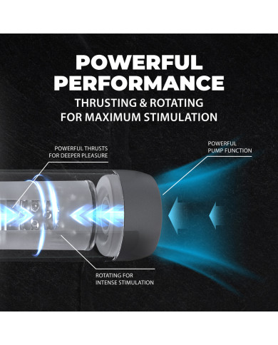 Vortex - Suction Rotation and Thrusting Masturbator Pump - Gun Metal