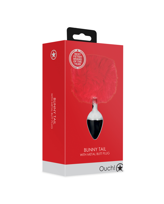 Bunny Tail with Metal Butt Plug - Red