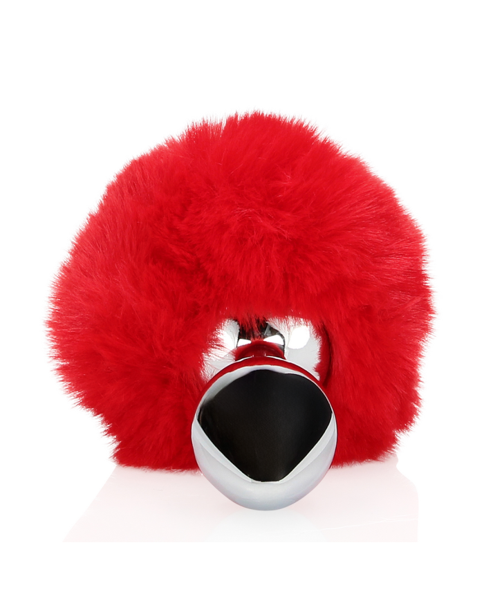Bunny Tail with Metal Butt Plug - Red