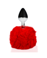 Bunny Tail with Metal Butt Plug - Red