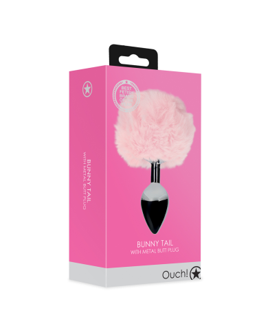 Bunny Tail with Metal Butt Plug - Pink