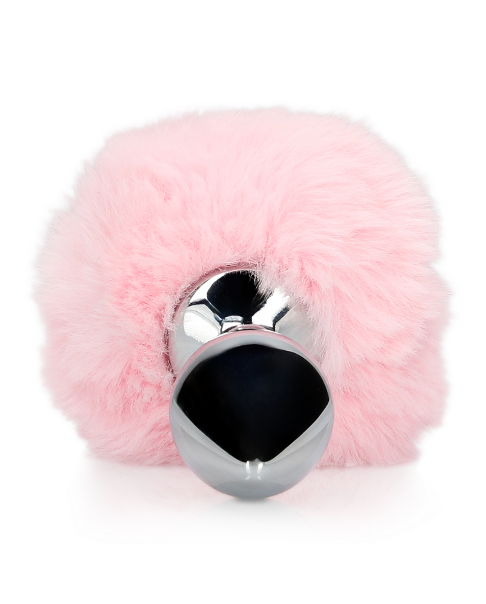 Bunny Tail with Metal Butt Plug - Pink