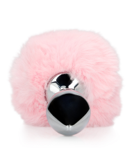 Bunny Tail with Metal Butt Plug - Pink