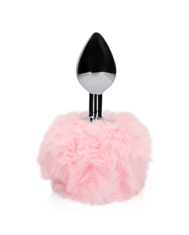 Bunny Tail with Metal Butt Plug - Pink