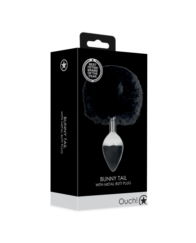 Bunny Tail with Metal Butt Plug - Black