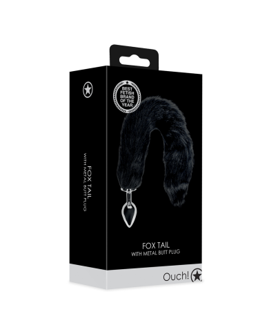 Fox Tail with Metal Butt Plug - Black